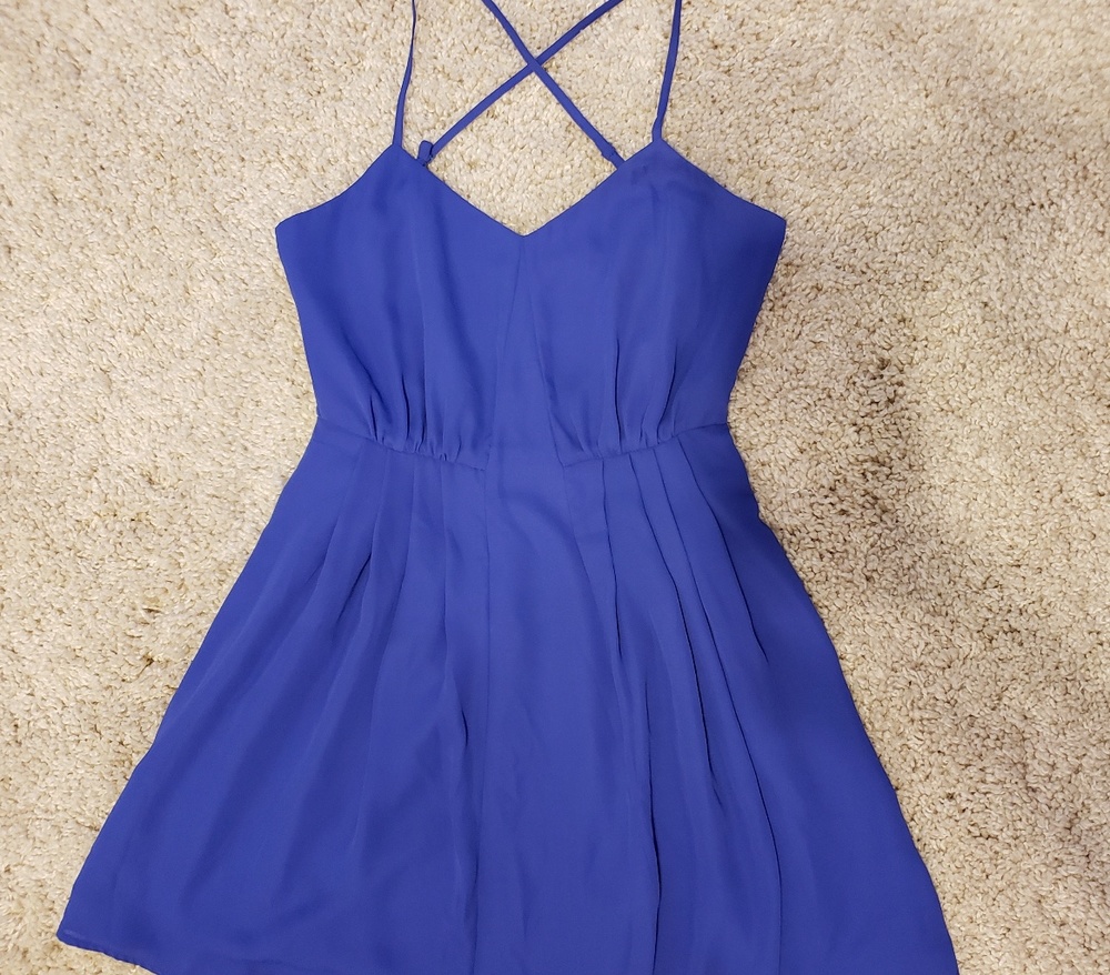 Jack cross-back dress, mid thigh, indigo, NWOT